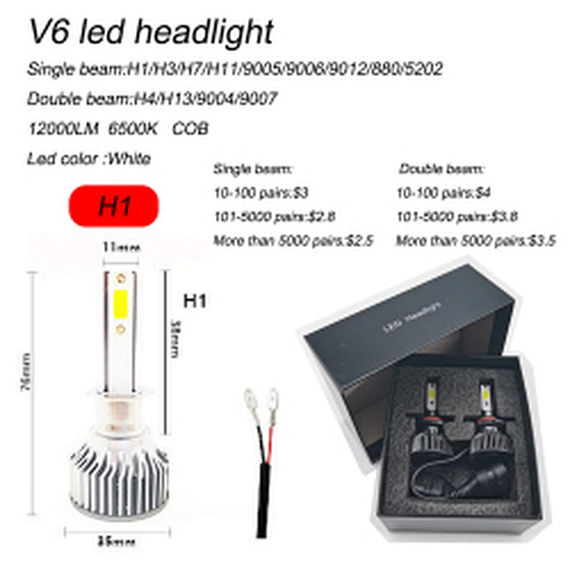 Low price led headlight one year warranty cob chips led headlight h11 h4 h3 h7 led car light
