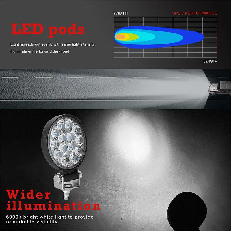 Round shape 14LED spot working light 42w Trucks auto off road led work light