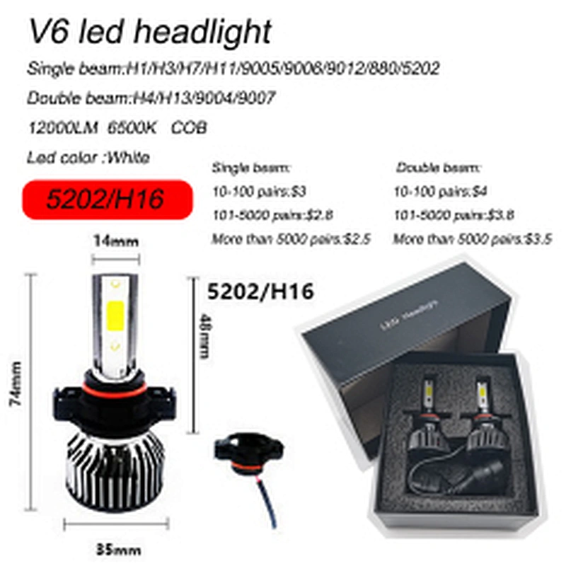 Low price led headlight one year warranty cob chips led headlight h11 h4 h3 h7 led car light