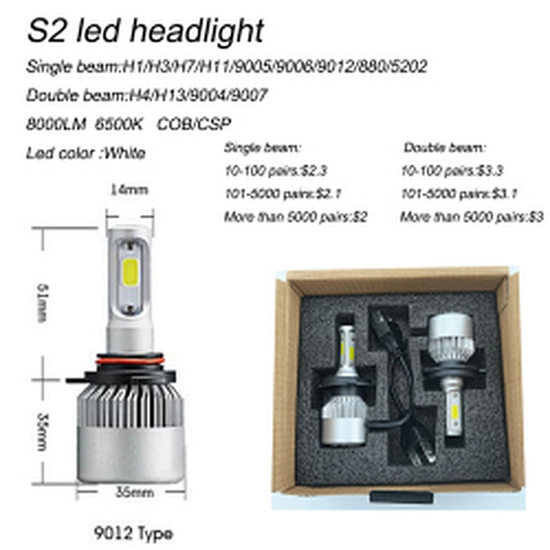 High power headlights led h11 led headlight bulbs s2 led headlight