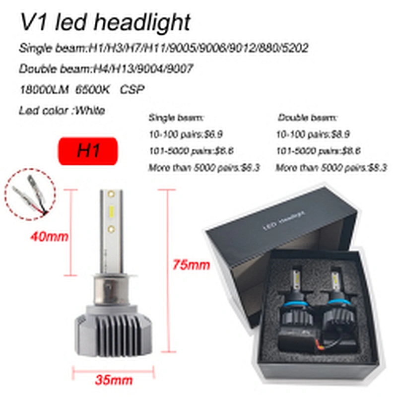 Led headlight conversion kit 9005 h1 h3 h7 high power led headlight