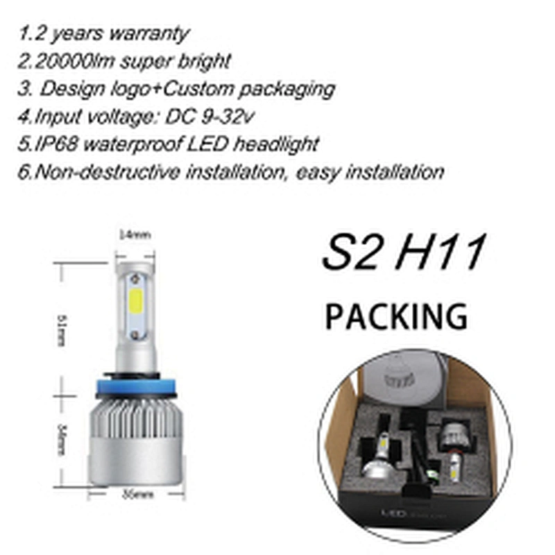 Cheap auto led headlampbick 4300k 6000k 8000k car light h4 h7 h11 9005 automotive s2 led headlight bulb kits