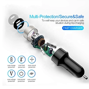 Factory Oem Mini 15W 12W Mobile Phone Charger Adapter Fast Dual USB Electric Car Charger For Xiaomi