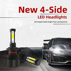 High Quality X7 Led Headlight 4 sides 48W 6500K LED headlight 9005 9006 9012 H11 H7 H4 COB led car bulb