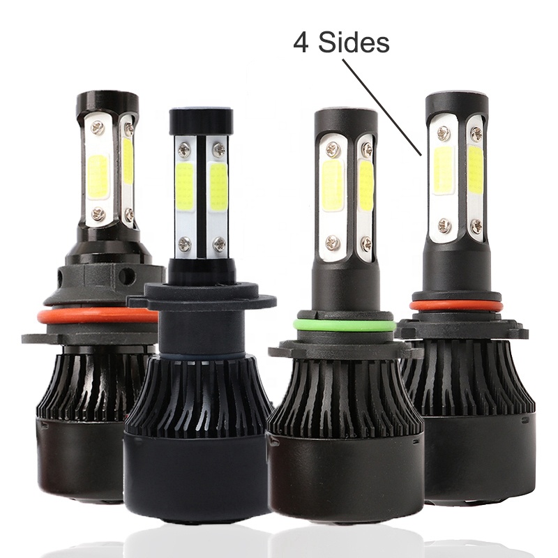 High Quality X7 Led Headlight 4 sides 48W 6500K LED headlight 9005 9006 9012 H11 H7 H4 COB led car bulb