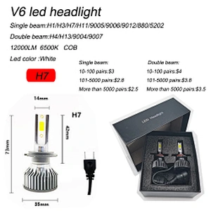 Low price led headlight one year warranty cob chips led headlight h11 h4 h3 h7 led car light