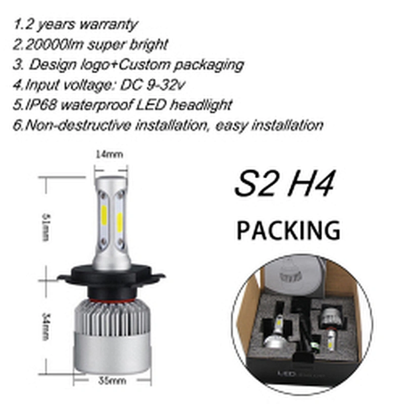 Cheap auto led headlampbick 4300k 6000k 8000k car light h4 h7 h11 9005 automotive s2 led headlight bulb kits