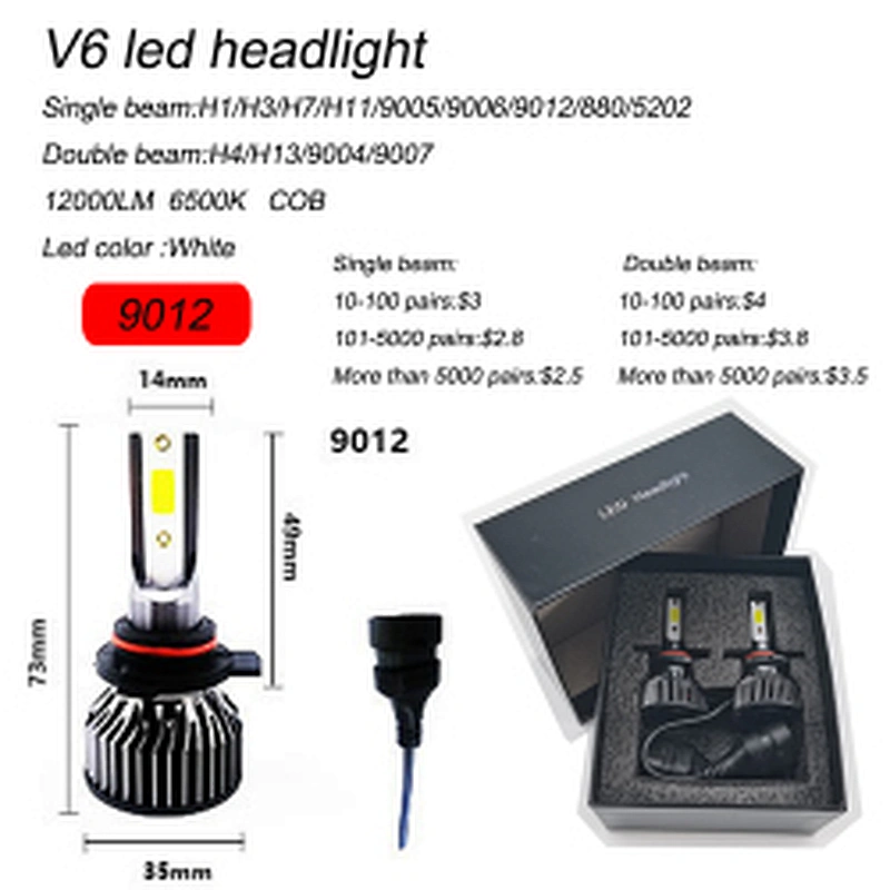 Low price led headlight one year warranty cob chips led headlight h11 h4 h3 h7 led car light