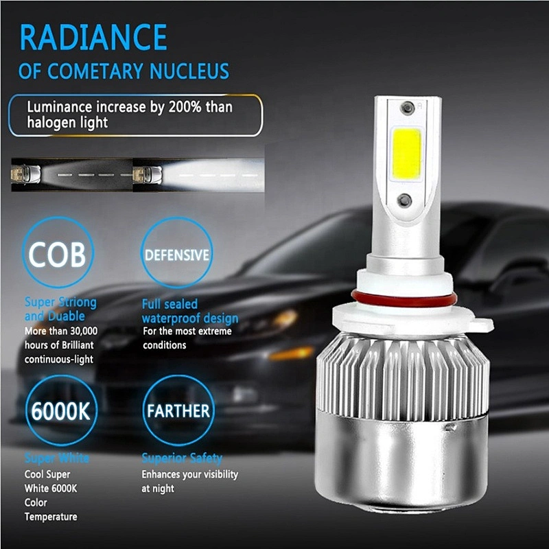 Cheap auto led headlampbick 4300k 6000k 8000k car light h4 h7 h11 9005 automotive c6 led headlight bulb kits