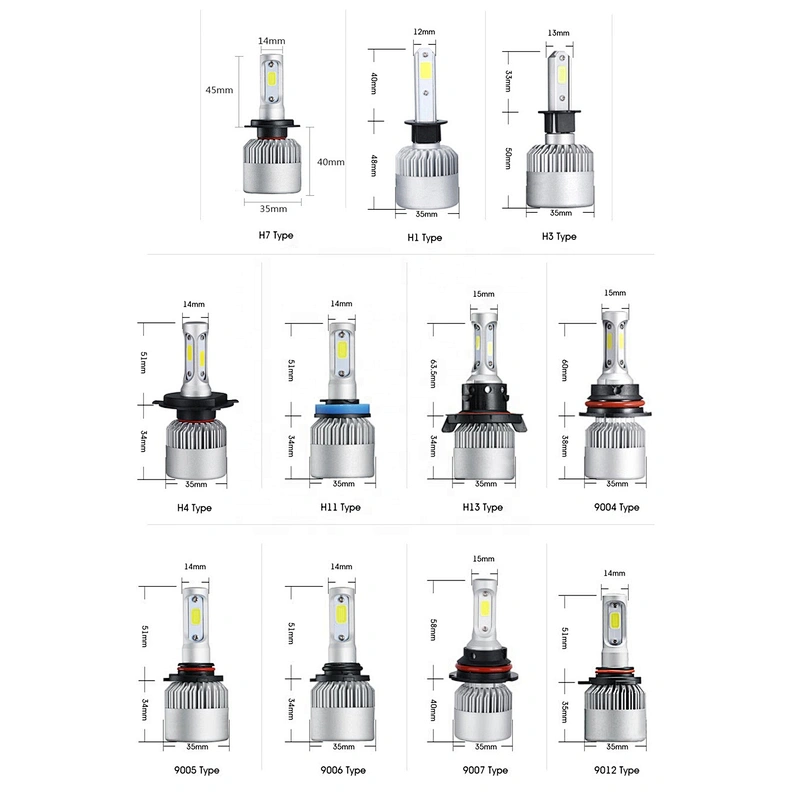 Nice s2 led auto headlight 4300k 6000k 8000k car light h1 h4 h7 9003 9005 a6 c7 led motorycle headlight bulb