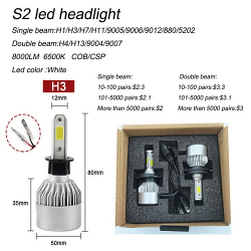High power headlights led h11 led headlight bulbs s2 led headlight