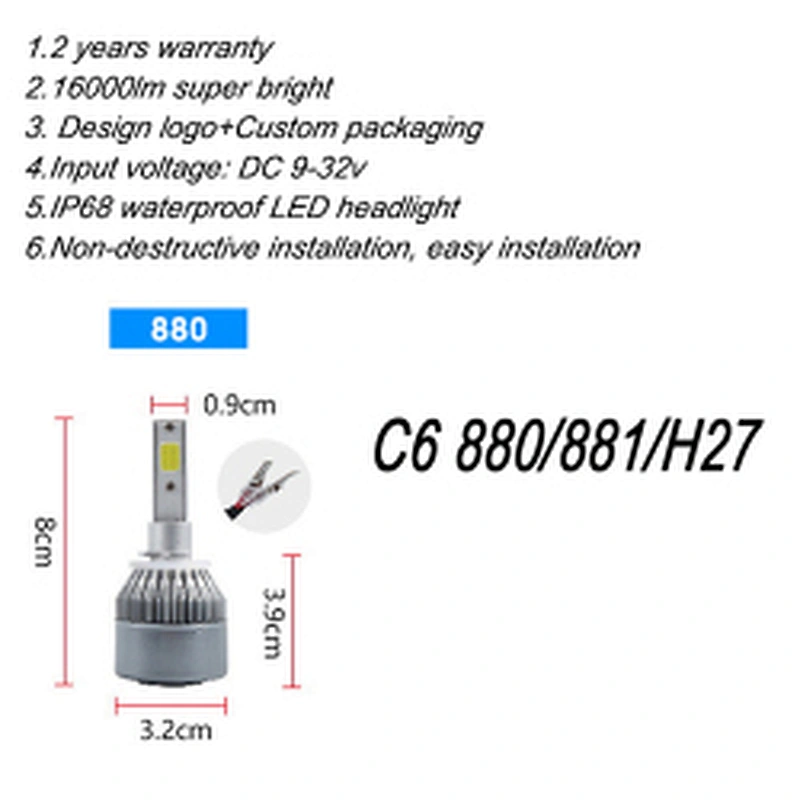 Brightest led auto headlamp bulb 4300k 6000k 8000k car light h1 h4 h7 h11 h13 9005 automotive led headlight kits