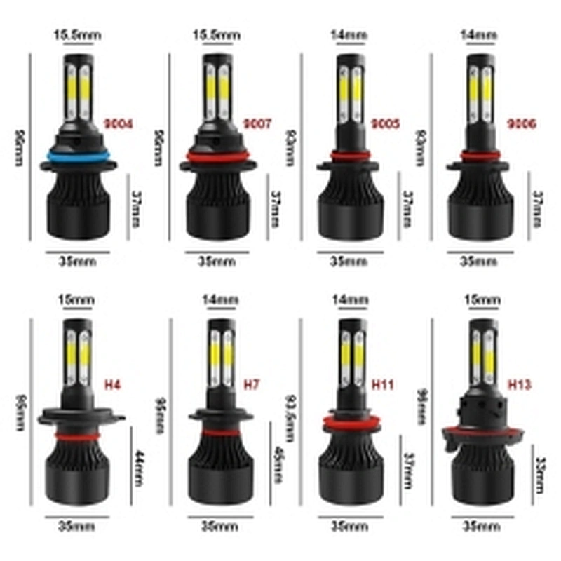 High Quality X7 Led Headlight 4 sides 48W 6500K LED headlight 9005 9006 9012 H11 H7 H4 COB led car bulb