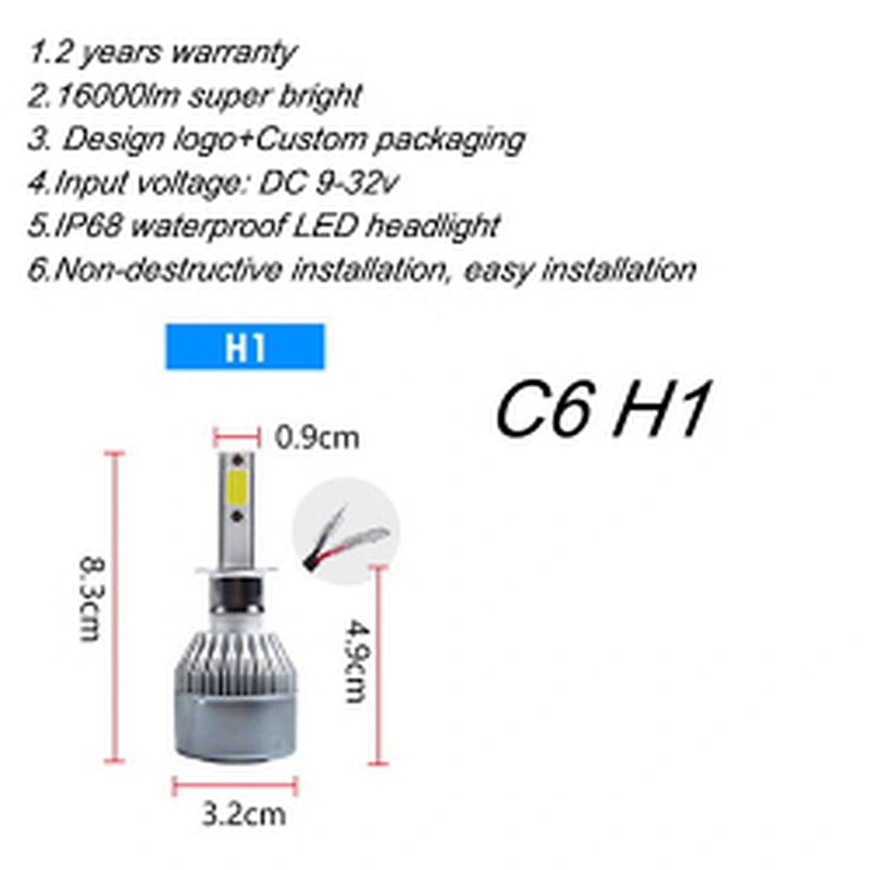 Brightest led auto headlamp bulb 4300k 6000k 8000k car light h1 h4 h7 h11 h13 9005 automotive led headlight kits