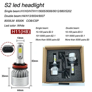 High power headlights led h11 led headlight bulbs s2 led headlight