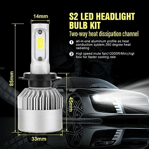 led headlights S2 h4 cob led headlight 9006 5202 h4 H7 H1 H3 car led bulbs
