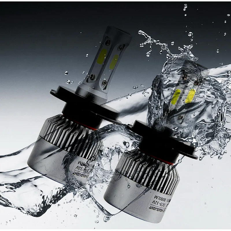led headlights S2 h4 cob led headlight 9006 5202 h4 H7 H1 H3 car led bulbs