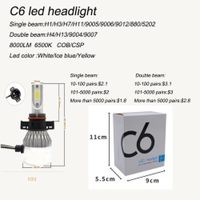 Top selling led headlight bulbs headlight led h4 c6 led headlight