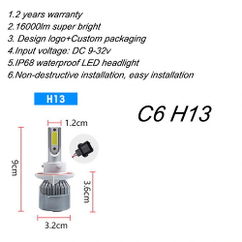 Brightest led auto headlamp bulb 4300k 6000k 8000k car light h1 h4 h7 h11 h13 9005 automotive led headlight kits