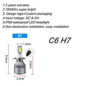 New C6 H4 LED Headlight H13 9005 9006 H1 H3 H27 881 H11 12V Car LED H4 Light H7 LED Headlight Bulb