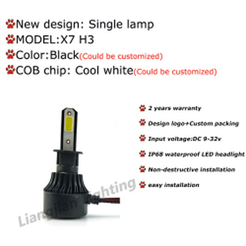 High Quality X7 Led Headlight 4 sides 48W 6500K LED headlight 9005 9006 9012 H11 H7 H4 COB led car bulb