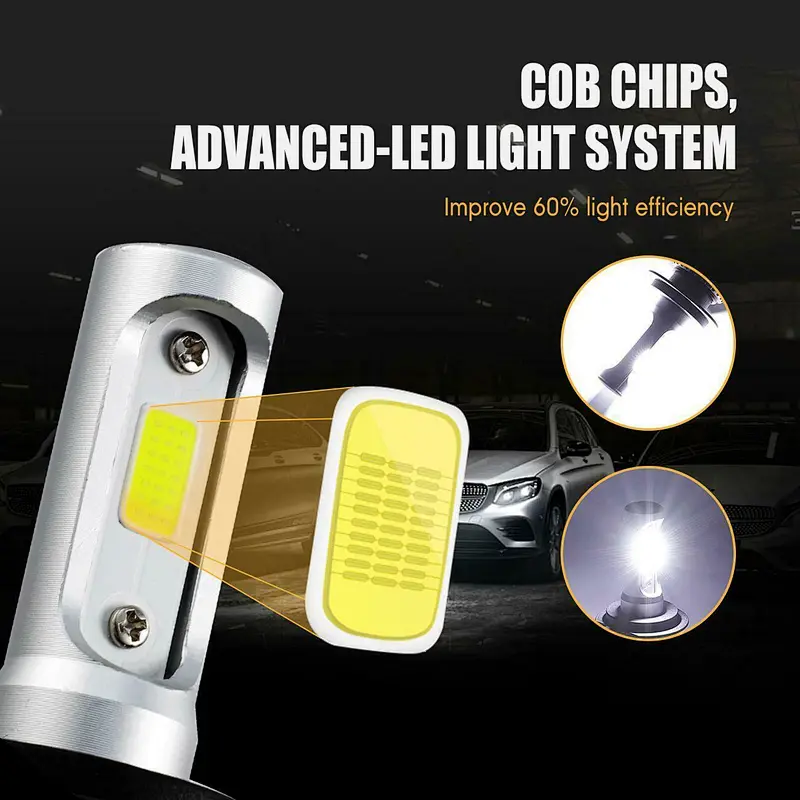 S2 h4 h7 h13 h11 9005 9006 cob led headlight 72w 8000lm all in one head lamp bulb car led headlights