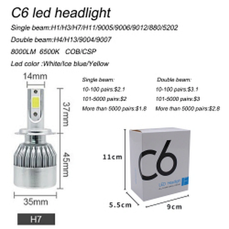 Top selling led headlight bulbs headlight led h4 c6 led headlight