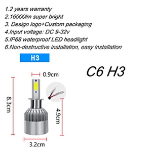 Brightest led auto headlamp bulb 4300k 6000k 8000k car light h1 h4 h7 h11 h13 9005 automotive led headlight kits