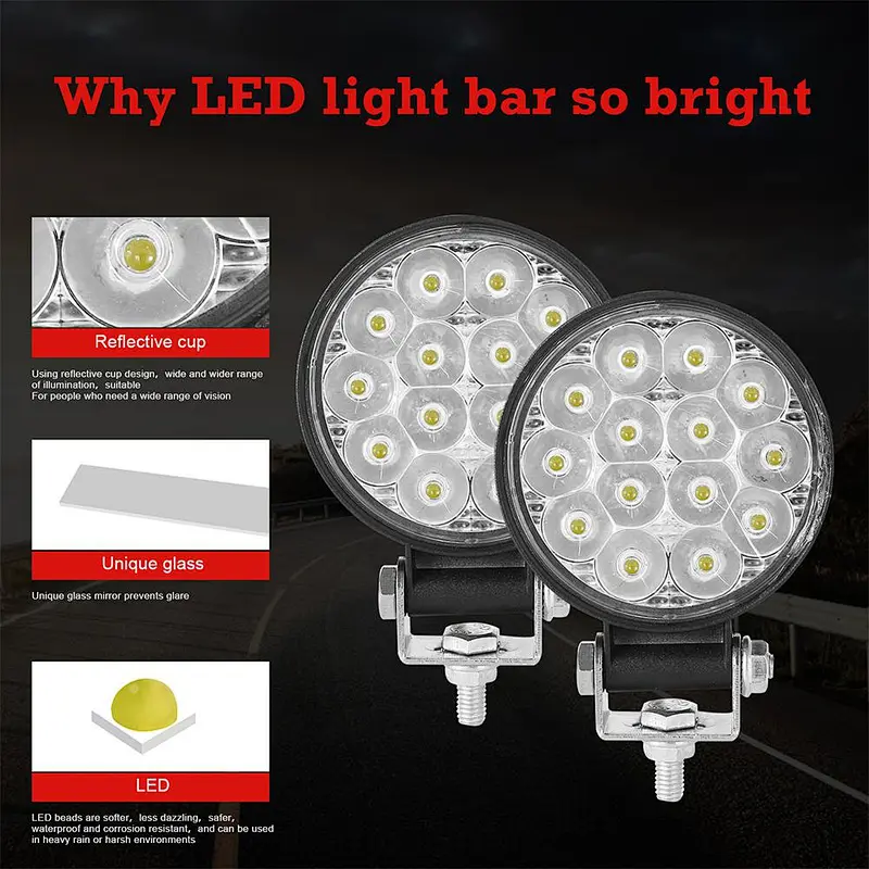Round shape 14LED spot working light 42w Trucks auto off road led work light