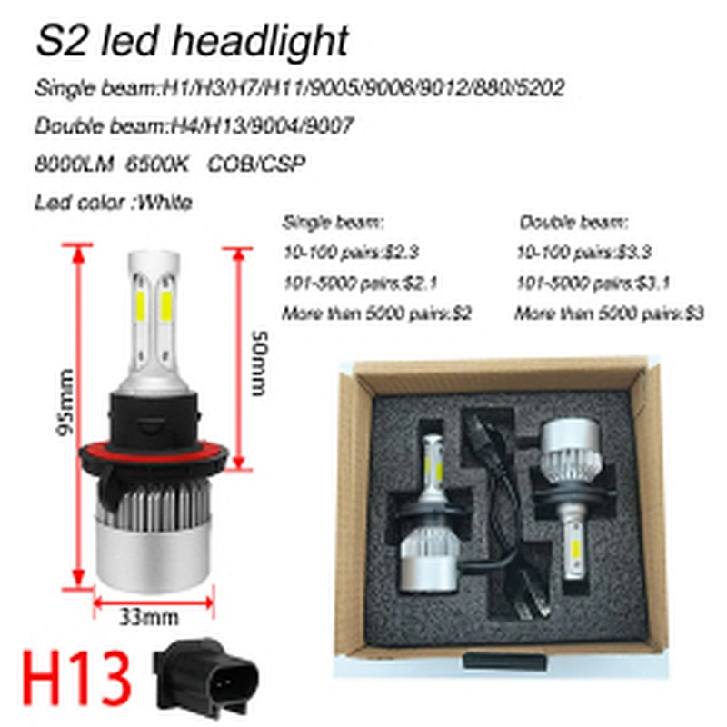 High power headlights led h11 led headlight bulbs s2 led headlight