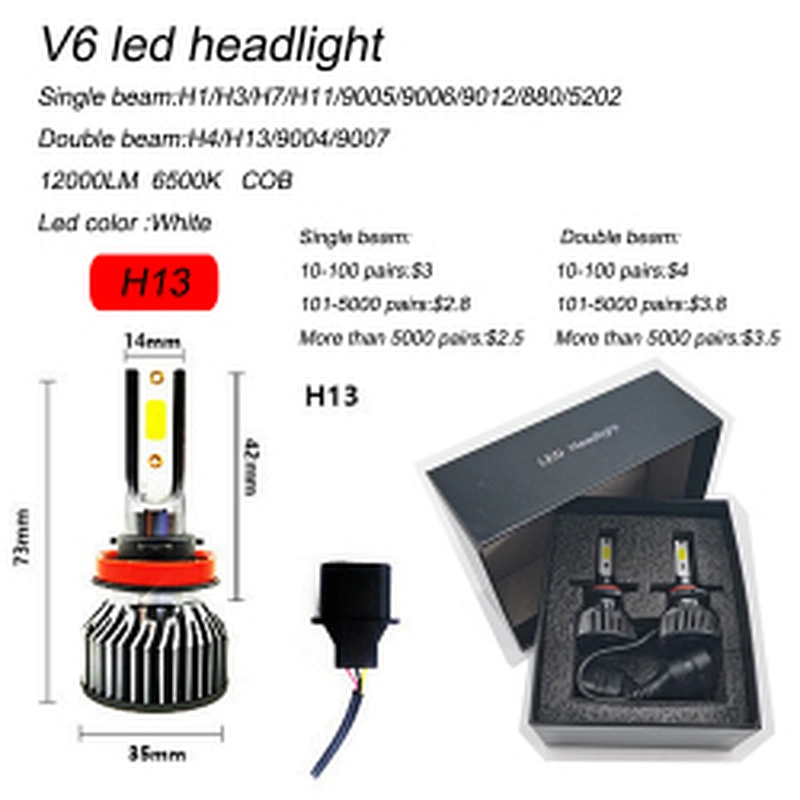 Low price led headlight one year warranty cob chips led headlight h11 h4 h3 h7 led car light