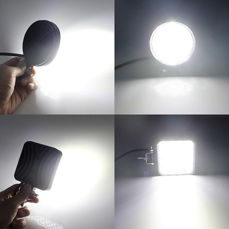 Super bright auto led working light round square 12v 24v 48w car led work lights