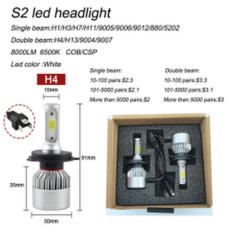 High power headlights led h11 led headlight bulbs s2 led headlight