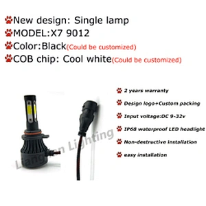 High Quality X7 Led Headlight 4 sides 48W 6500K LED headlight 9005 9006 9012 H11 H7 H4 COB led car bulb