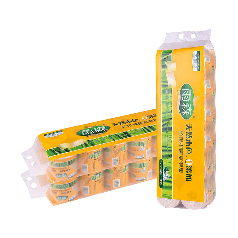 FDA multicapa de grado alimenticio pulpa de bambú suave papel higiénico rollo de papel higiénico ultra fuerte papel higiénico