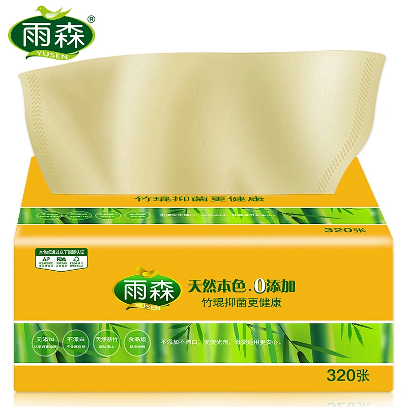China oem eco friendly 100% natural bamboo recycled facial tissue paper soft pack