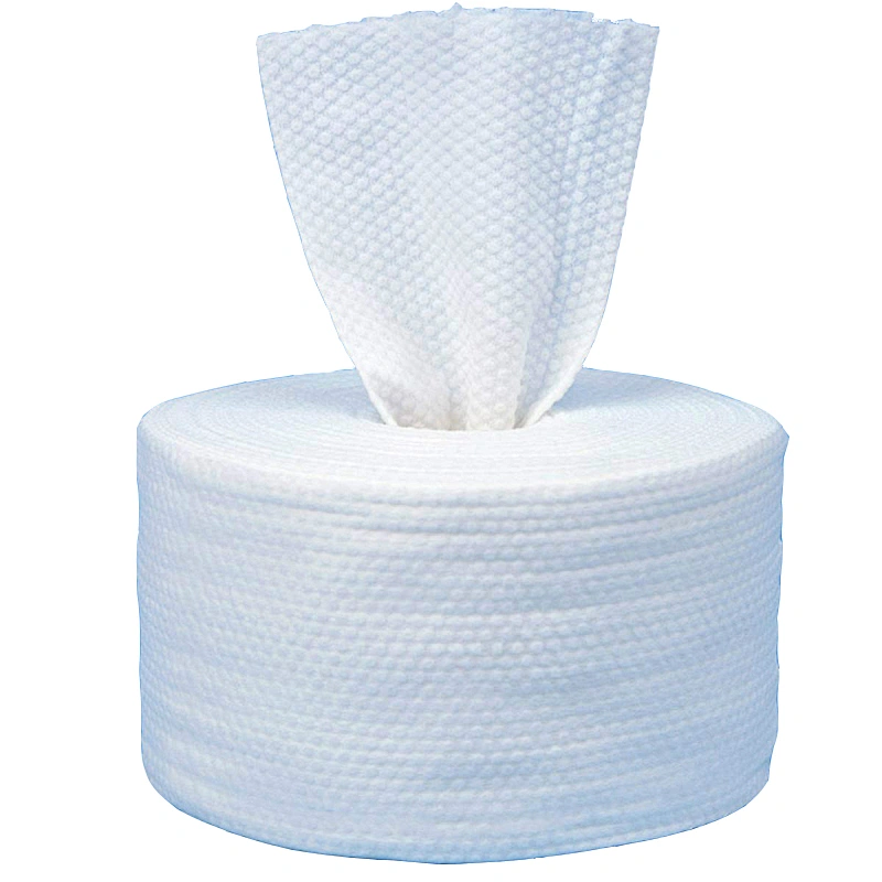 Yooson producto de higiene rollo de tejido facial de algodón pañuelos sin bacterias toallitas húmedas y secas desechables al por mayor motor de maquillaje