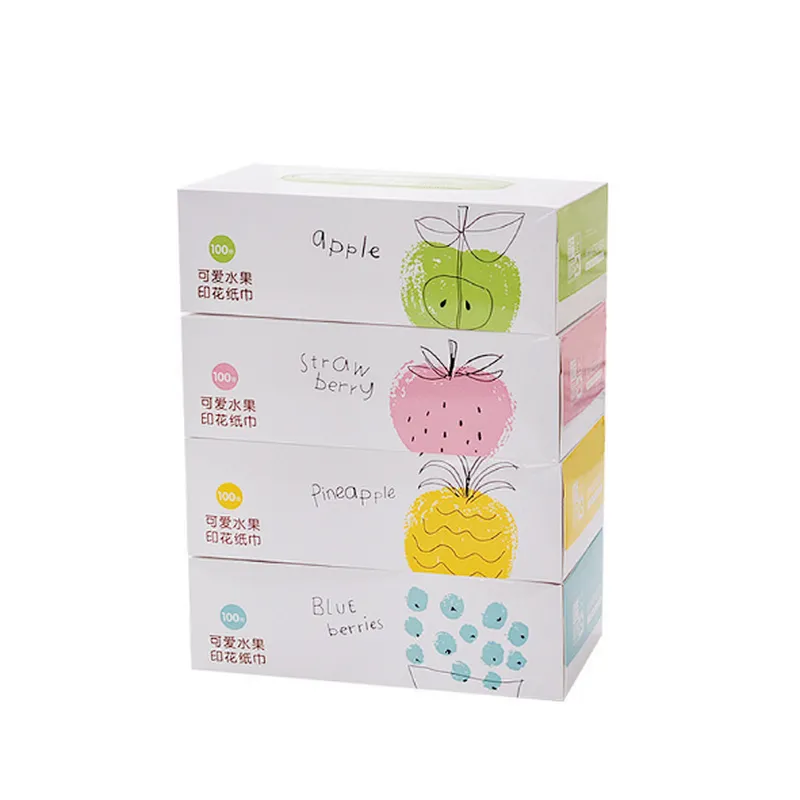 Pañuelo facial de madera de la caja de pañuelos faciales de madera del papel tisú de la caja de cartón blanca