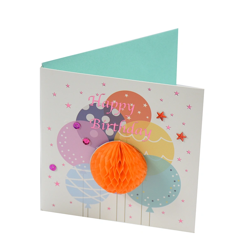 Greeting card, birthday card, honey comb greeting card, handmade card