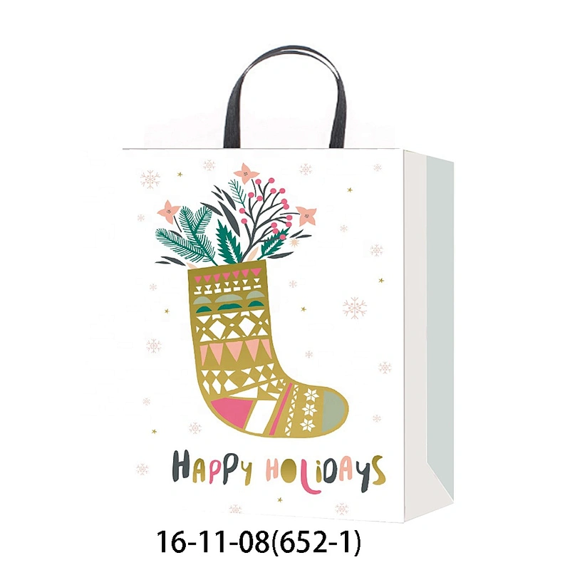 Christmas Shopping paper Gift BagsWith  Logo Gift Packaging Bag Various Christmas Cement Bag