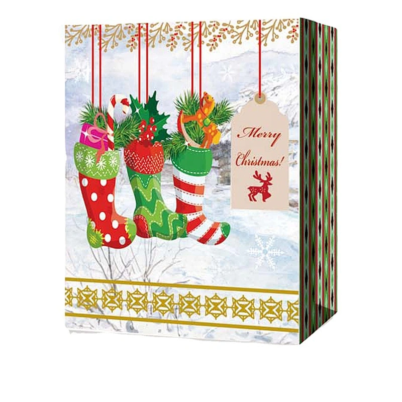Paper Bag Christmas Shopping paper Gift Bags With  Customized Logo Gift Packaging Bag Various Christmas