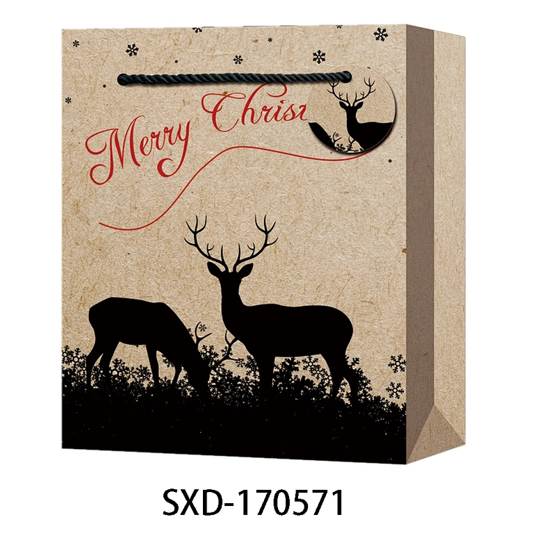 Custom Logo Print Wholesale Grocery White Brown Kraft Paper Gift Bag with Handle Item Industrial Surface Packaging