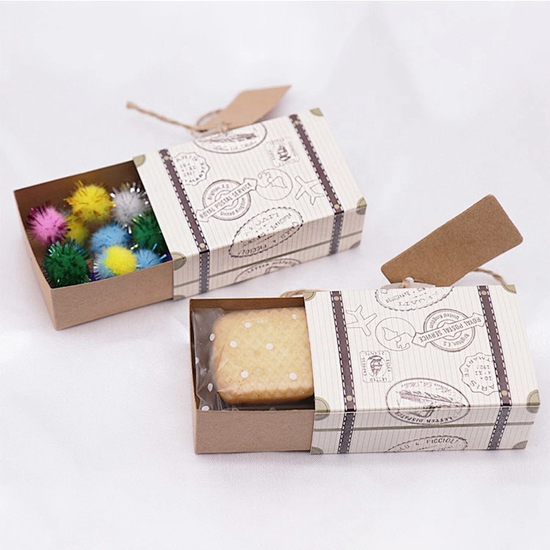 Hot sales foldable kraft paper box with hemp rope and lid for packaging sweets and gifts