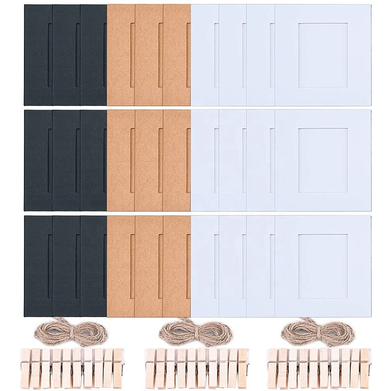 Fresh design kraft and whitecard paper photo frame for packing and display photos