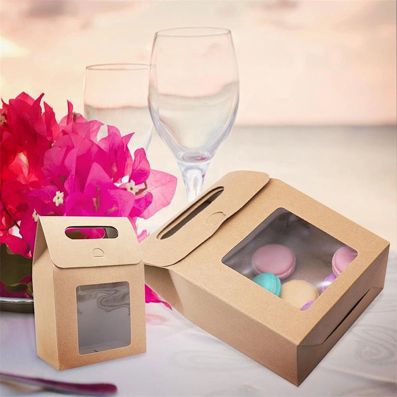 Hoe sales and surprise price gift mailer box kraft paper with PVC clearly windows for packing cake or other foods