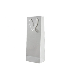 Factory Whole Sales Low Price White Paper Bottle Bag With PVC Transparent Window For Packing Wine