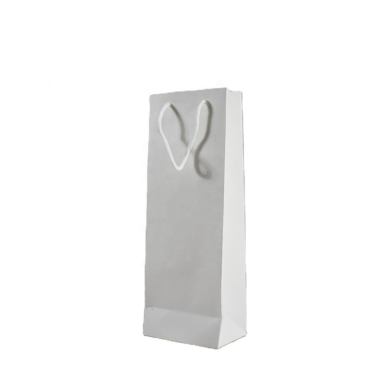 Factory Whole Sales Low Price White Paper Bottle Bag With PVC Transparent Window For Packing Wine