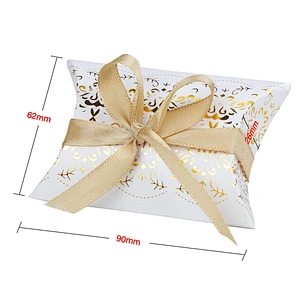Hot sales pillow paper box gold hot stamping Xmas design for packaging gifts and jewelery