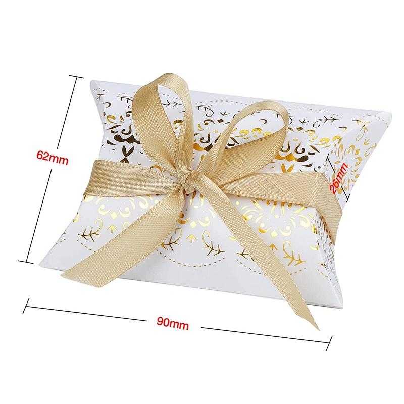Hot sales pillow paper box gold hot stamping Xmas design for packaging gifts and jewelery