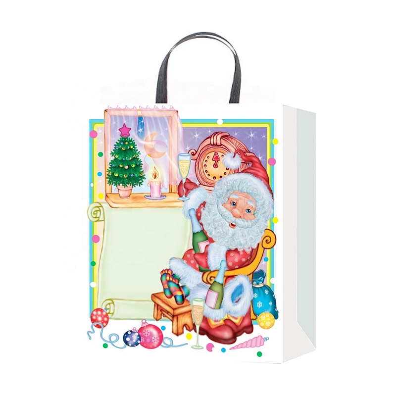 Factory newest quality Hand Length Handle packaging Bag beautiful Various Christmas gift bag Packaging